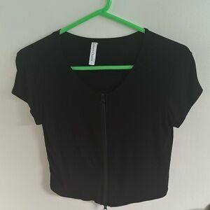 Black front zippered top